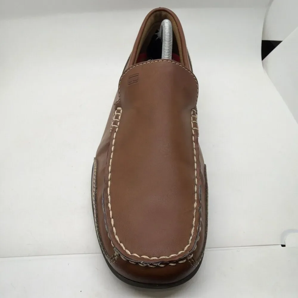 Tommy Hilfiger Mens Sz 10.5 Brown Leather Loafers Casual Comfort Slip On Shoes